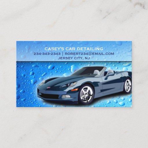 Customizable Auto Detailing with Water Drops Business Card