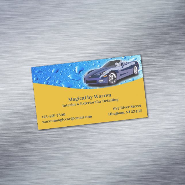 Auto Detailing Water Drops Business Card Magnet (In Situ)