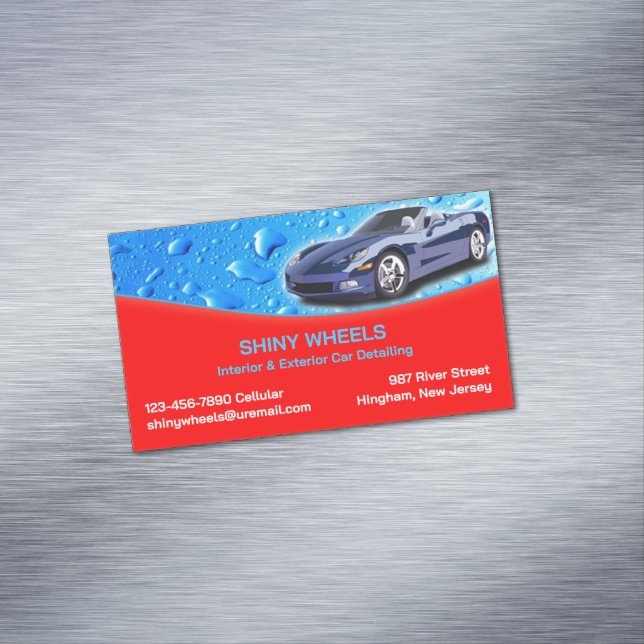 Auto Detailing Water Drops Business Card Magnet (In Situ)