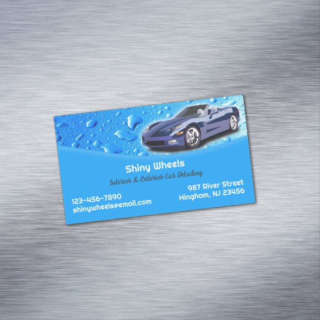 Auto Detailing Water Drops Business Card Magnet (In Situ)