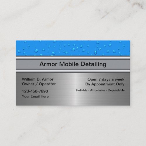 Auto Detailing Water Drops Business Cards