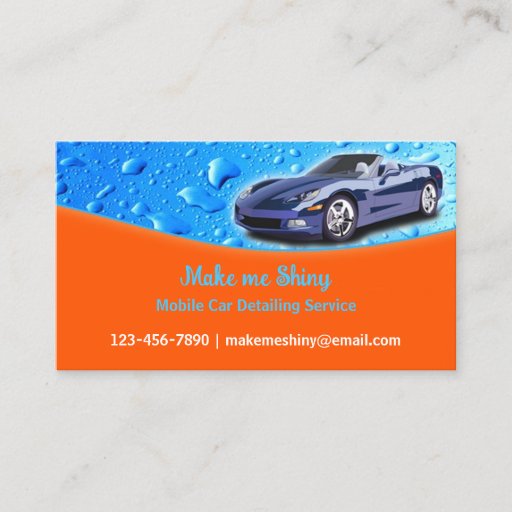Customizable Auto Detailing with Water Drops Business Card
