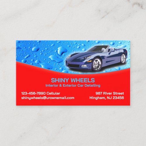 Auto Detailing with Water Drops Business Card