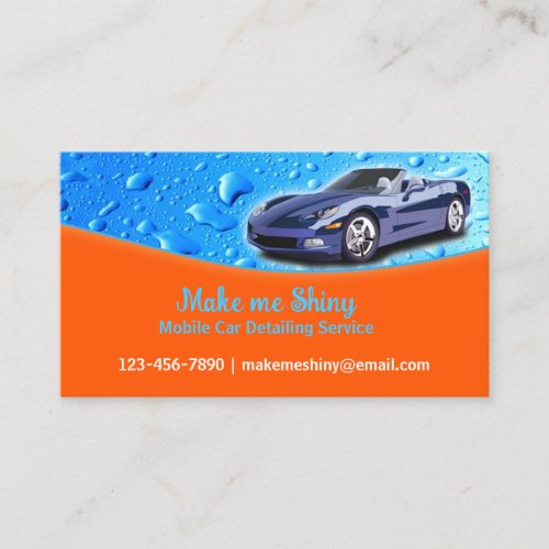 Auto Detailing with Water Drops Business Card