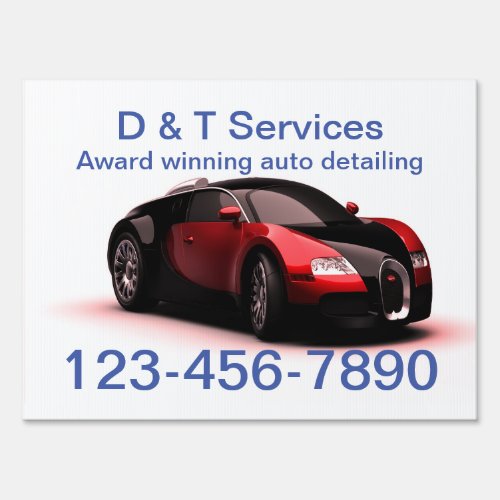 Auto detailing yard sign double sided