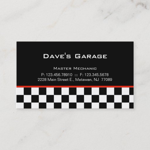 Customizable Auto Garage Business Card Racing