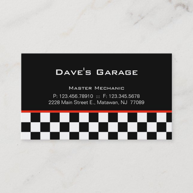 Auto Garage Business Card Racing (Front)