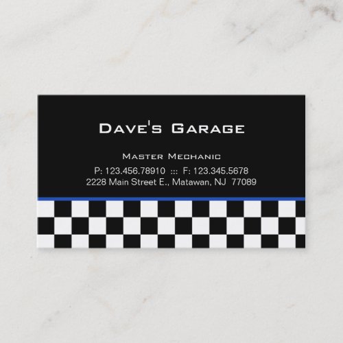 Auto Garage Business Card Racing Blue