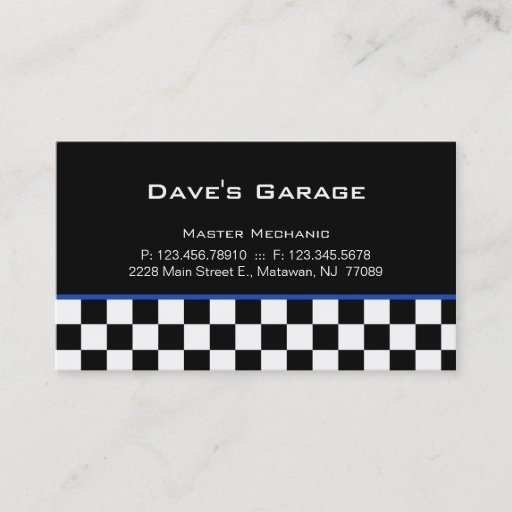 Customizable Auto Garage Business Card Racing Blue