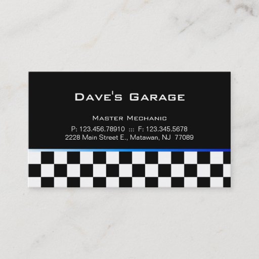 Customizable Auto Garage Business Card Racing Blue Gradient