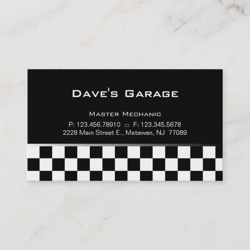 Customizable Auto Garage Business Card Racing Gray