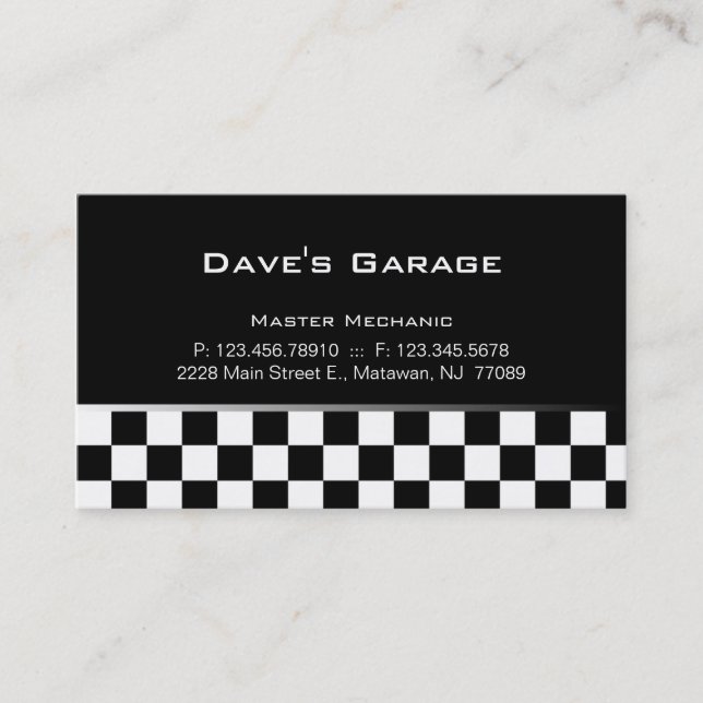 Auto Garage Business Card Racing Gray (Front)
