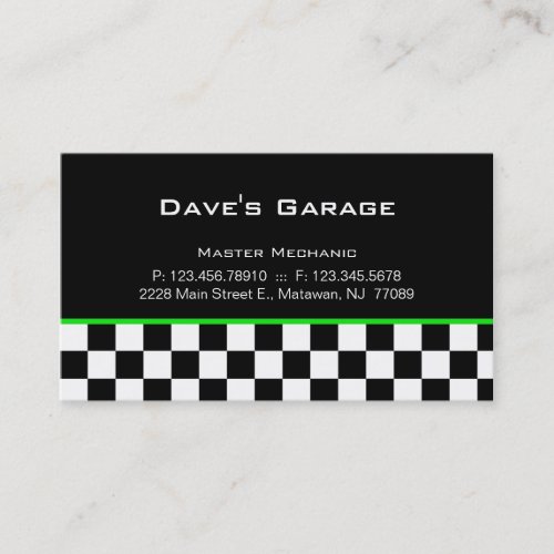 Auto Garage Business Card Racing Green