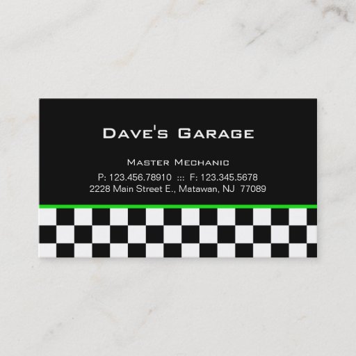 Customizable Auto Garage Business Card Racing Green