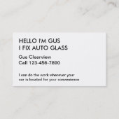 Auto Glass Business Cards (Back)