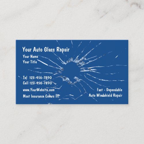 Auto Glass Repair Blue Business Cards