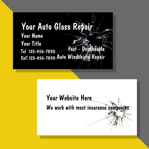 Customizable Auto Glass Repair Business Card Templates
