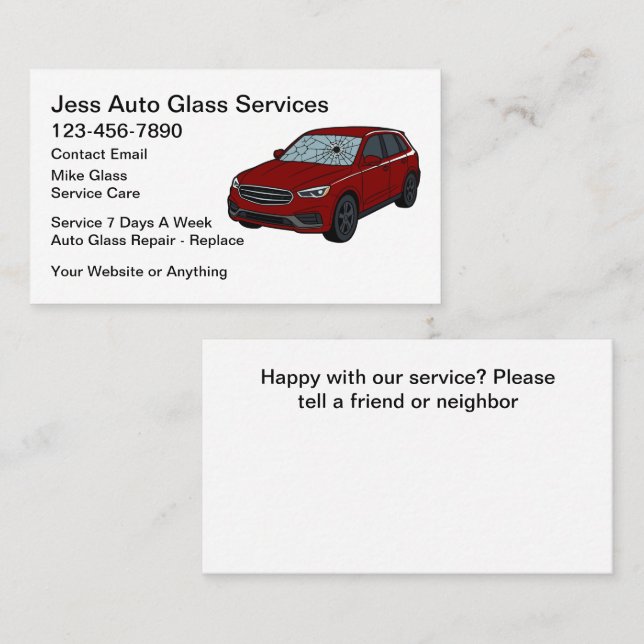 Auto Glass Repair Replace Service Business Card (Front/Back)