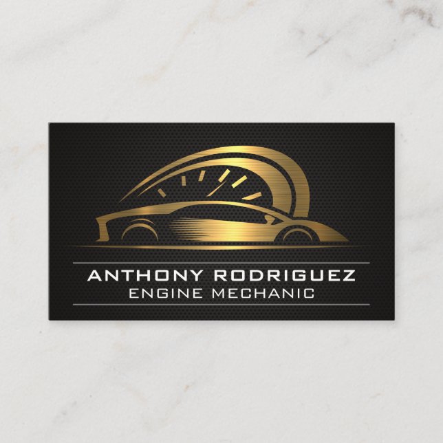 Auto Gold Metallic Logo  Business Card (Front)