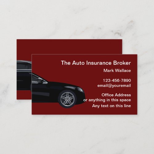 Auto Insurance Broker Business Cards