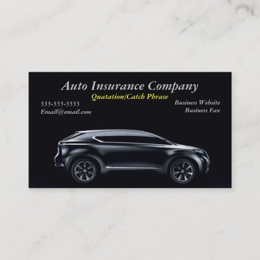 Customizable auto insurance business card