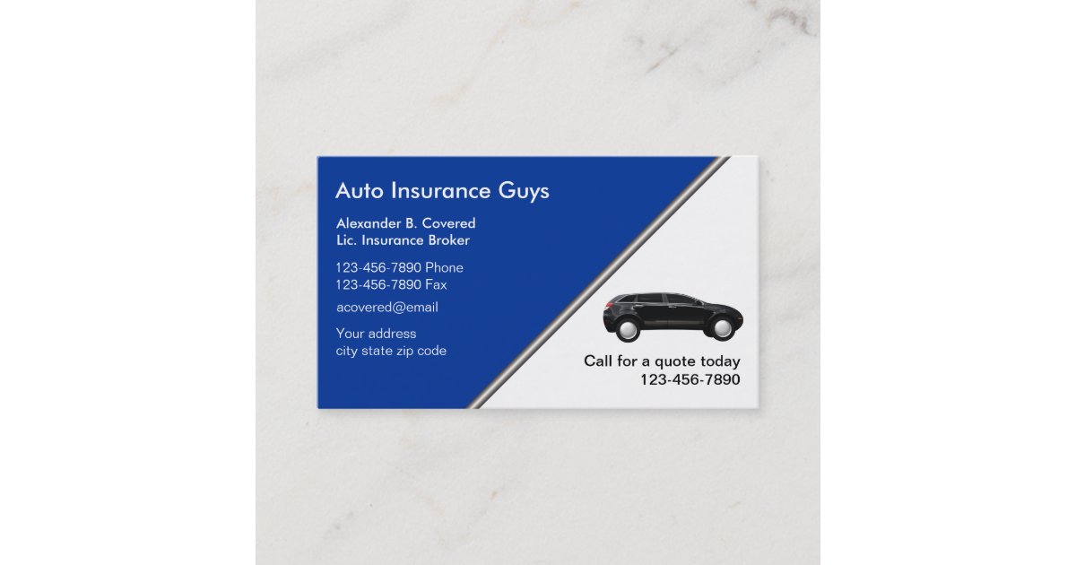 Auto Insurance Business Cards | Zazzle.com