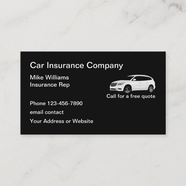 Auto Insurance Services Rep Business Card Template (Front)