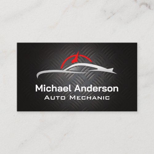 Auto Logo  Car Services  Steel Metallic Business Card