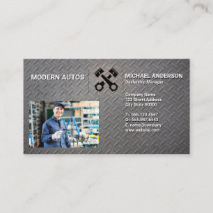 Auto Maintenance Mechanic Steel Auto Service Business Card