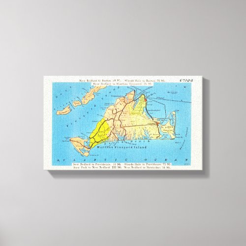 Auto Map of Marthas Vineyard MA Canvas Print