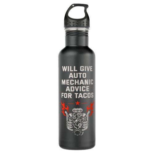 Auto Mechanic Advice for Tacos Car Repair Garage  Stainless Steel Water Bottle