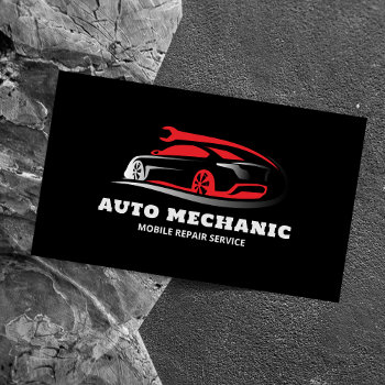 Auto Mechanic Automotive Repair Service Business Card by tyraobryant at Zazzle