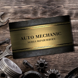Auto Mechanic Automotive Repair Service Metal  Business Card