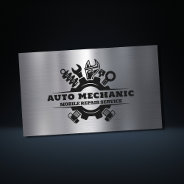 Auto Mechanic Automotive Repair Service Metal  Business Card at Zazzle