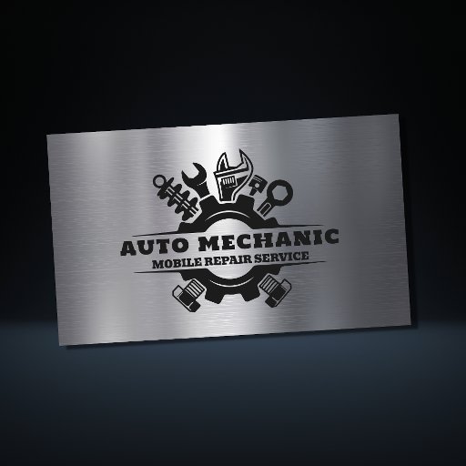 Customizable Auto Mechanic Automotive Repair Service Metal  Business Card