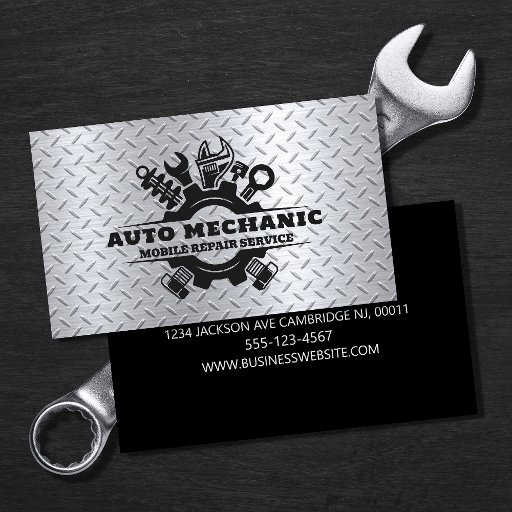 Customizable Auto Mechanic Automotive Repair Service Metal  Business Card
