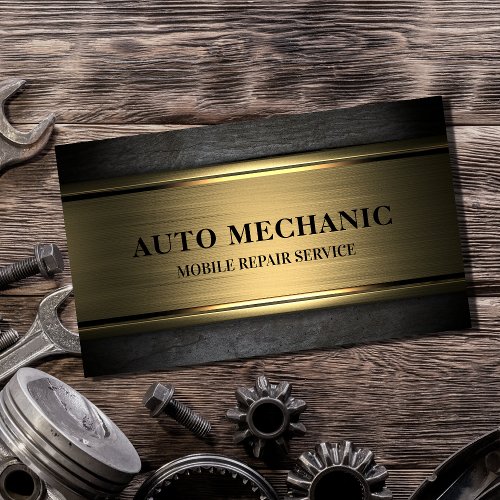 Auto Mechanic Automotive Repair Service Metal  Business Card