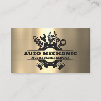 Auto Mechanic Automotive Repair Service Metal  Business Card