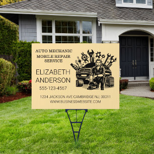 Auto Mechanic Automotive Repair Service Yard Sign