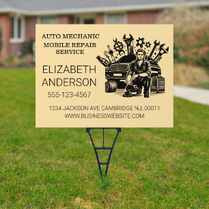 Auto Mechanic Automotive Repair Service Yard Sign