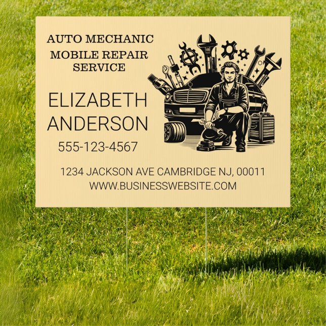 Auto Mechanic Automotive Repair Service Yard Sign (Creator Uploaded)