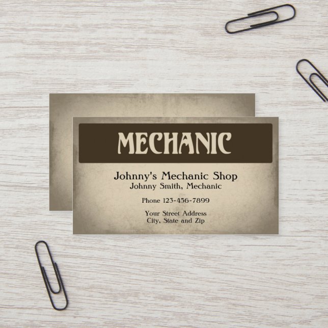 Auto Mechanic Business Card (Front/Back In Situ)