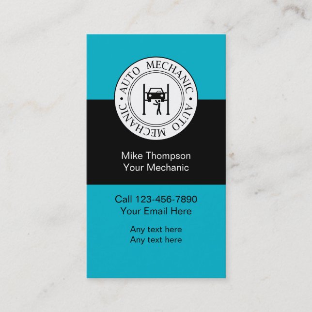 Auto Mechanic Business Cards (Front)