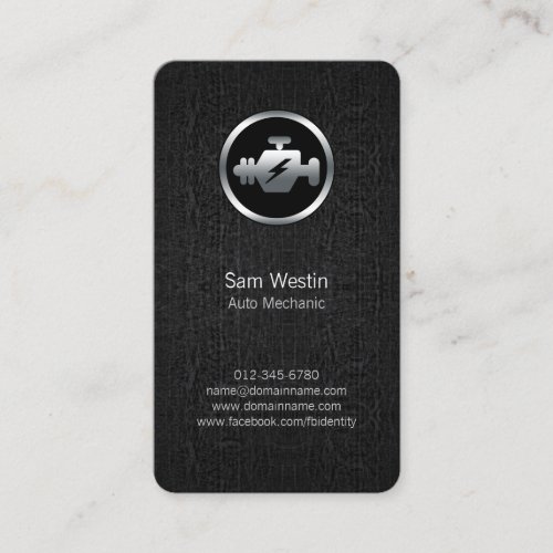 Auto Mechanic Car Engine Icon Black Business Card