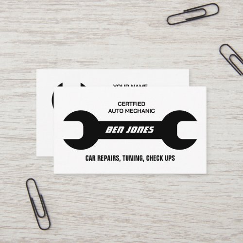 Auto mechanic car repair wrench logo business card
