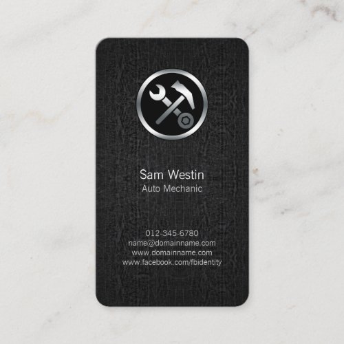 Auto Mechanic Car Tools Black Grunge BusinessCard Business Card