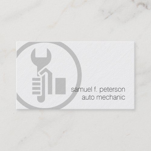 Auto Mechanic Car Wrench Bold Icon Paper Texture Business Card