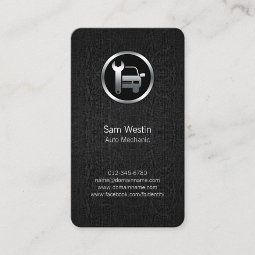 Auto Mechanic Car Wrench Icon Black Business Card