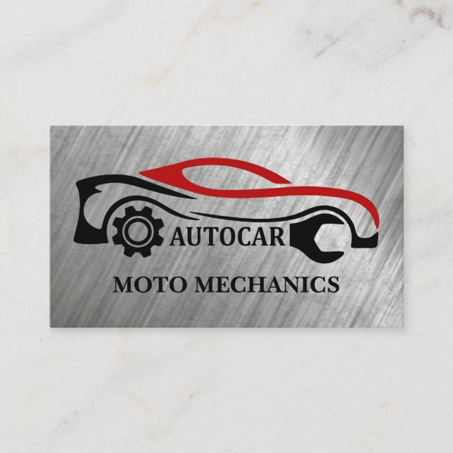 Auto Mechanic | Car Wrench Logo Business Card (Front)