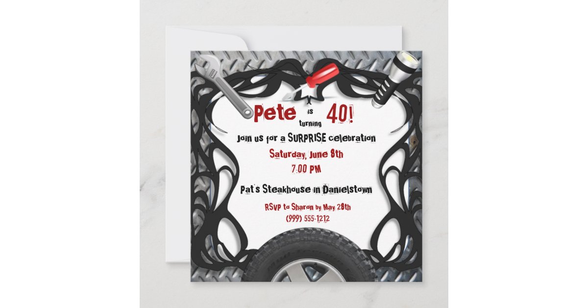 Auto Mechanic Custom Birthday Invitations Zazzle